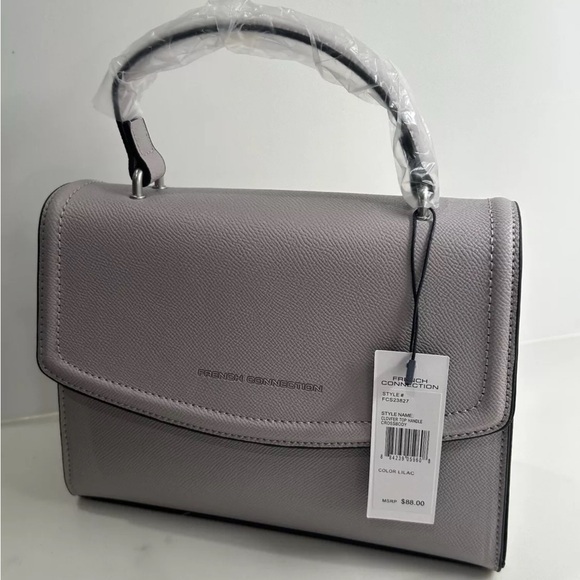 French Connection satchel top handle Handbag lilac structured purse cros… - Picture 1 of 13